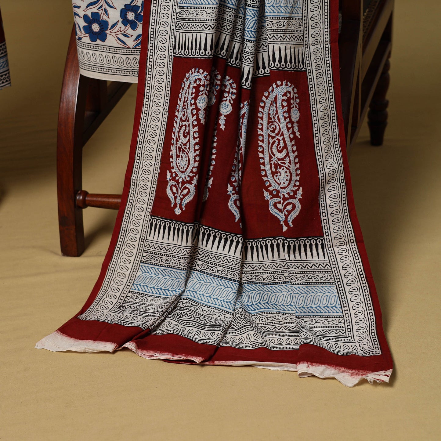 Multicolor - 3pc natural dyed cotton unstitched bagh dress