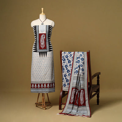 Multicolor - 3pc natural dyed cotton unstitched bagh dress