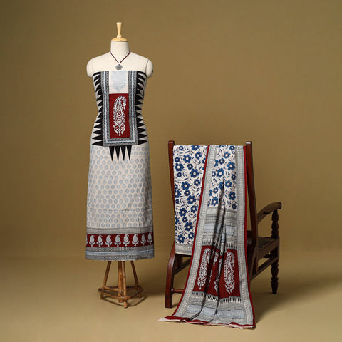 Multicolor - 3pc natural dyed cotton unstitched bagh dress