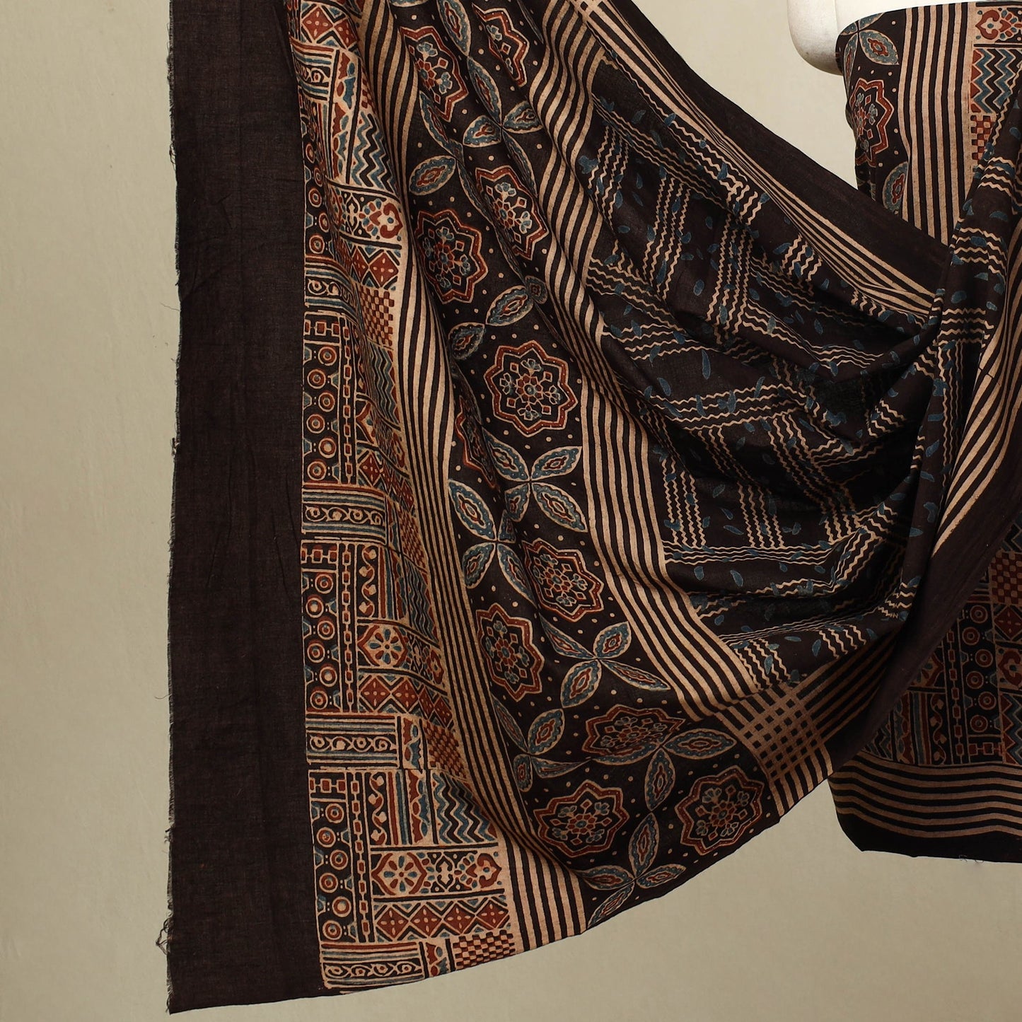 Buy 3pc Multicolor Block Print Cotton Ajrakh Dress Material