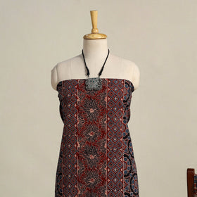 Multicolor 3pc Block Print Natural Dyed Ajrakh Dress Material