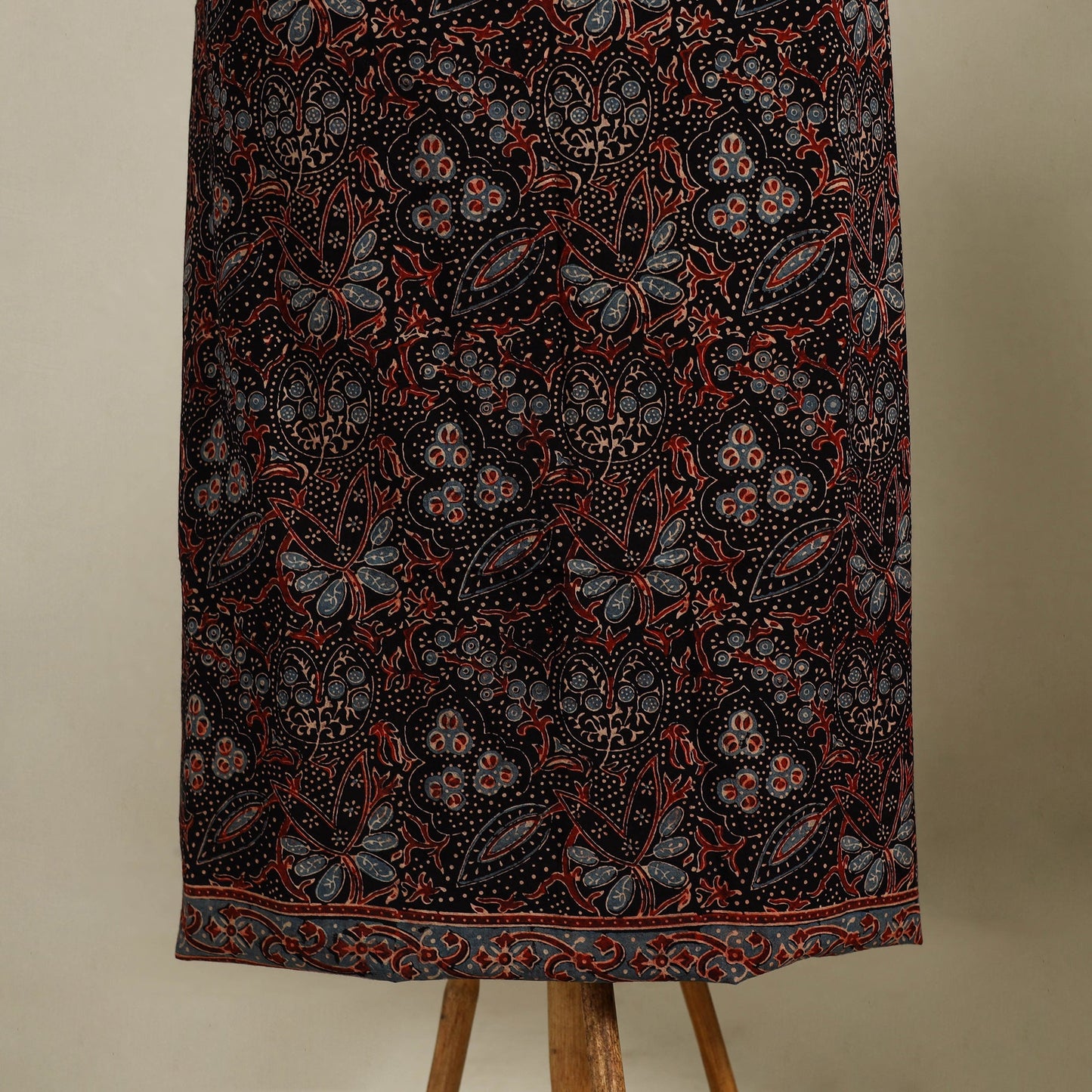 Multicolor 3pc Block Print Natural Dyed Ajrakh Dress Material