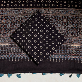 Multicolor 3pc Block Print Natural Dyed Ajrakh Dress Material