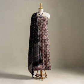 Multicolor 3pc Block Print Natural Dyed Ajrakh Dress Material