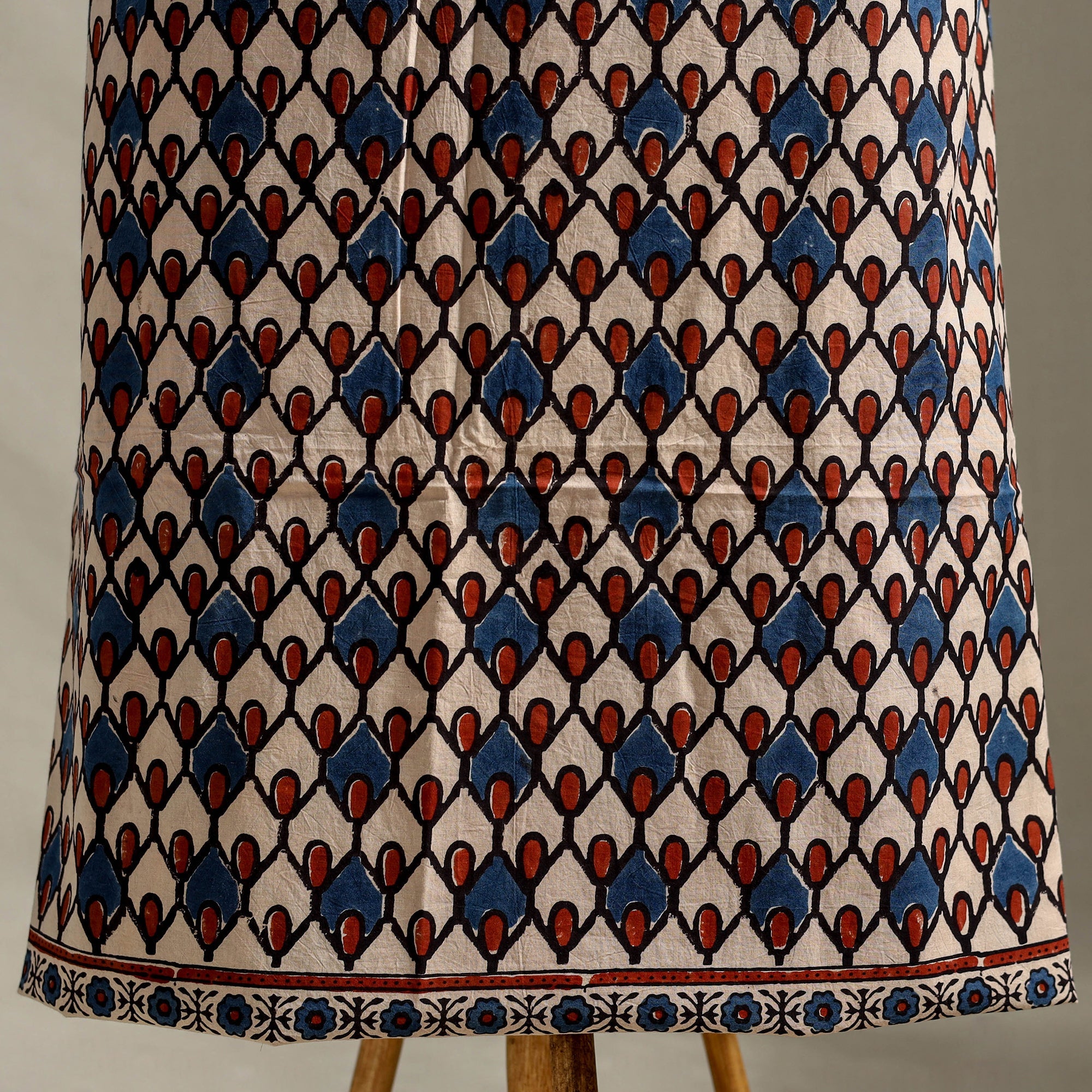 Multicolor 3pc Block Print Natural Dyed Ajrakh Dress Material