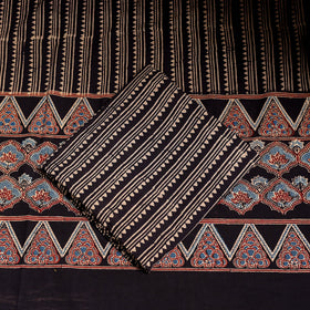 Multicolor 3pc Block Print Natural Dyed Ajrakh Dress Material