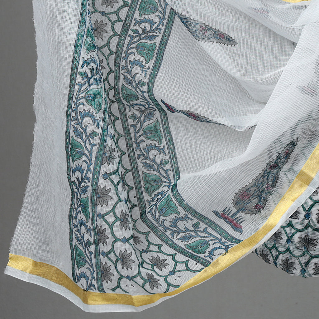 Buy 3pc Sanganeri Block Printed Kota Doria Cotton Suit Material Set 04 Online at iTokri.com