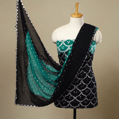 3pc Tie & Dye Satin Cotton Multicolor Bandhani Dress Material