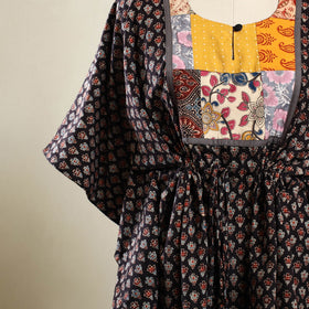 Buy Multicolor Ajrakh Block Print Patchwork Cotton Kaftan