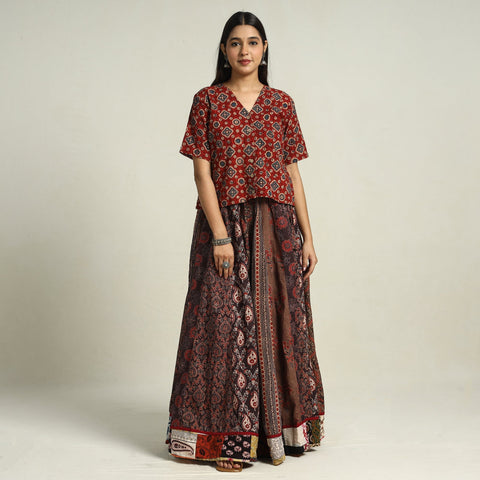 Multicolor - printed 24 kali patchwork cotton long skirt 31