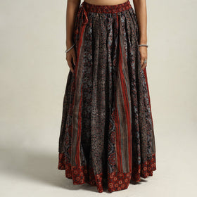  Ajrakh Block Printed 24 Kali Patchwork Cotton Long Skirt 17 