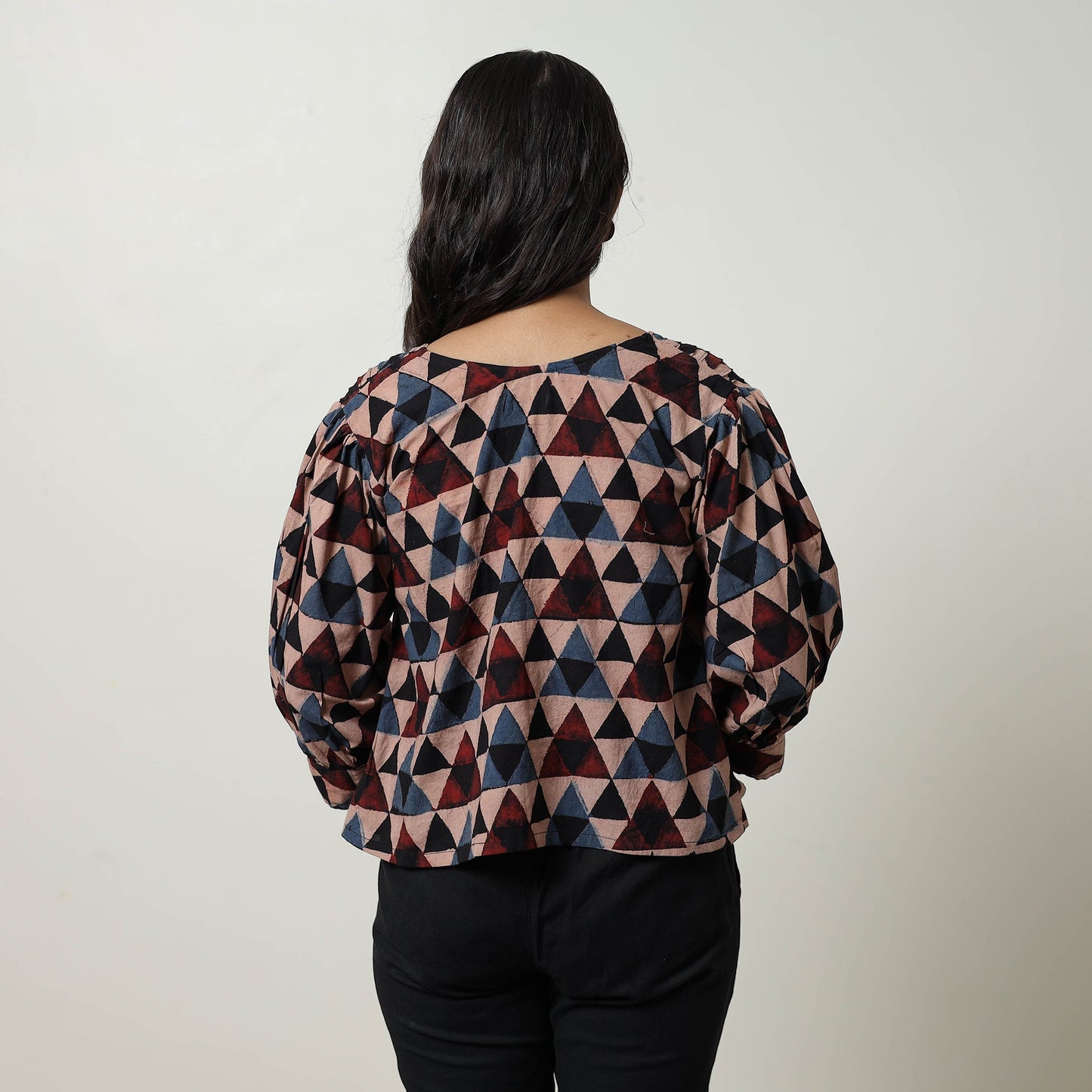 Multicolor - Ajrakh Block Printed Cotton Crop Top 03
