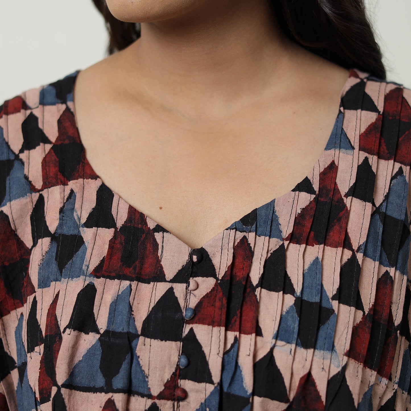 Multicolor - Ajrakh Block Printed Cotton Crop Top 03