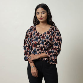Multicolor - Ajrakh Block Printed Cotton Crop Top 03