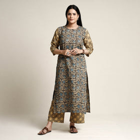 Multicolor - printed cotton kurta with palazzo & dupatta
