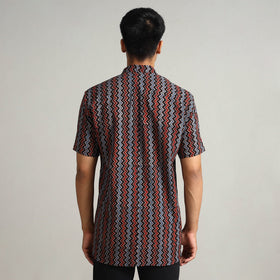 Multicolor - Ajrakh Block Printed Cotton Men Half Sleeve Shirt 06