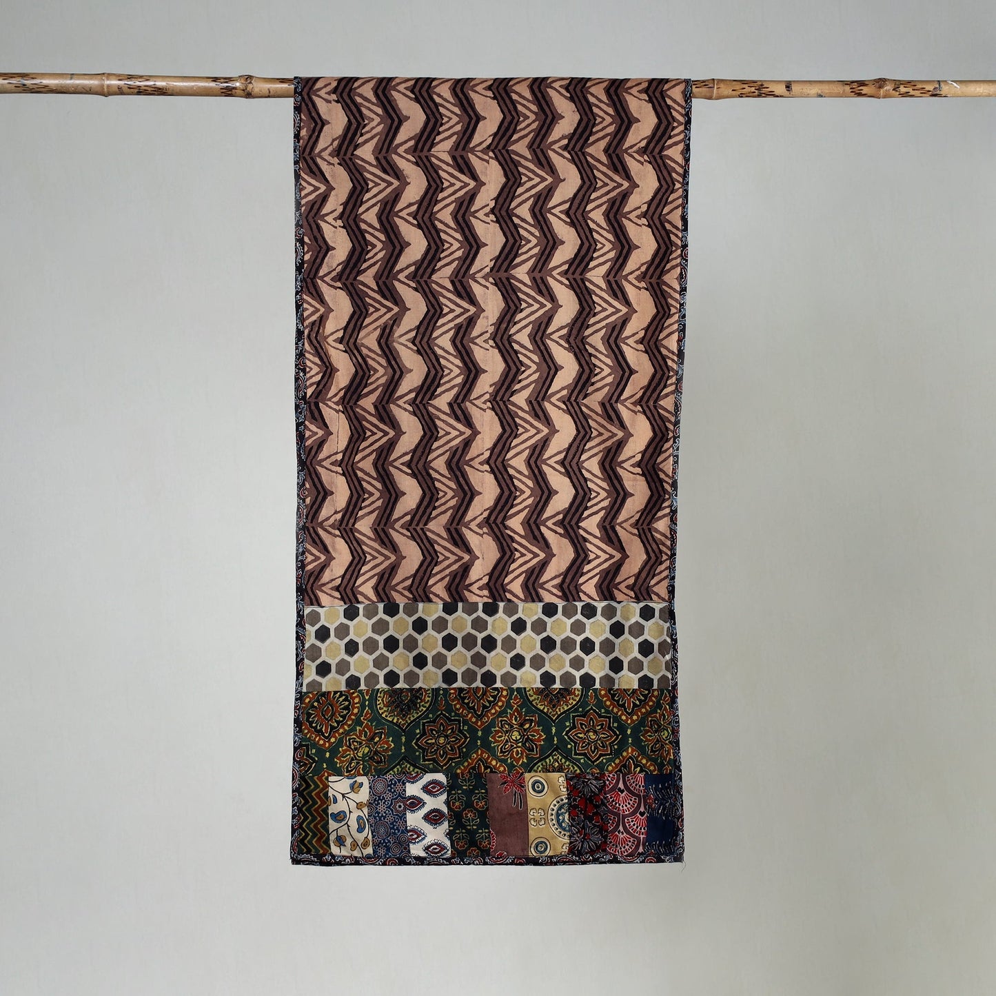 Buy Ajrakh Block Printed Patchwork Cotton Stole Online at iTokri.com