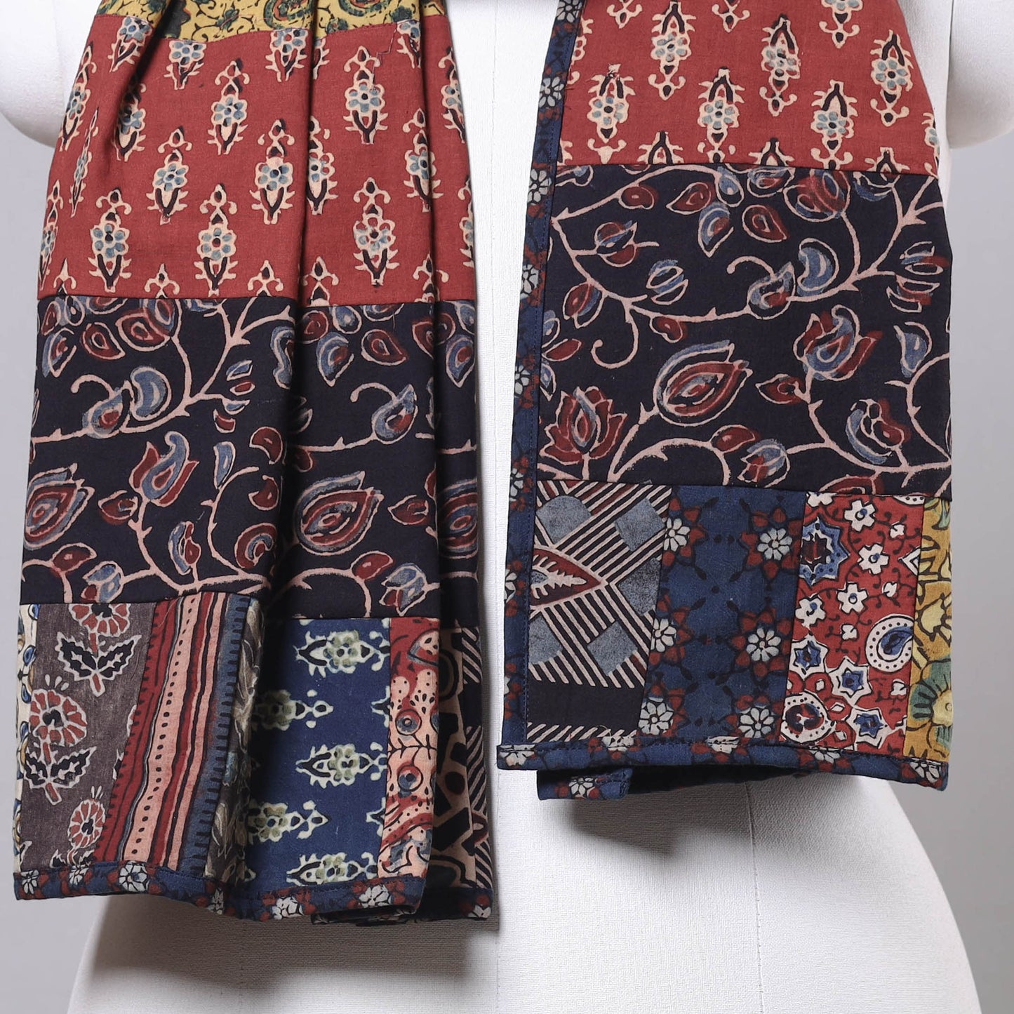 Buy Ajrakh Block Printing Patchwork Cotton Stole Online at iTokri.com