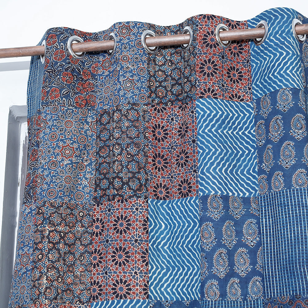 Ajrakh Block Printing Patchwork Cotton Window Curtain