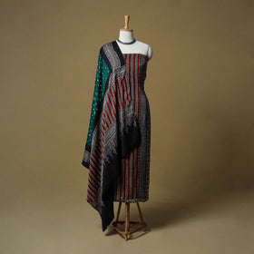 Ajrakh hand block print with bandhani modal silk natural