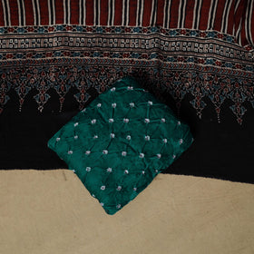 Ajrakh hand block print with bandhani modal silk natural