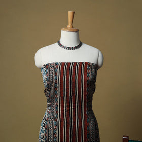 Ajrakh hand block print with bandhani modal silk natural