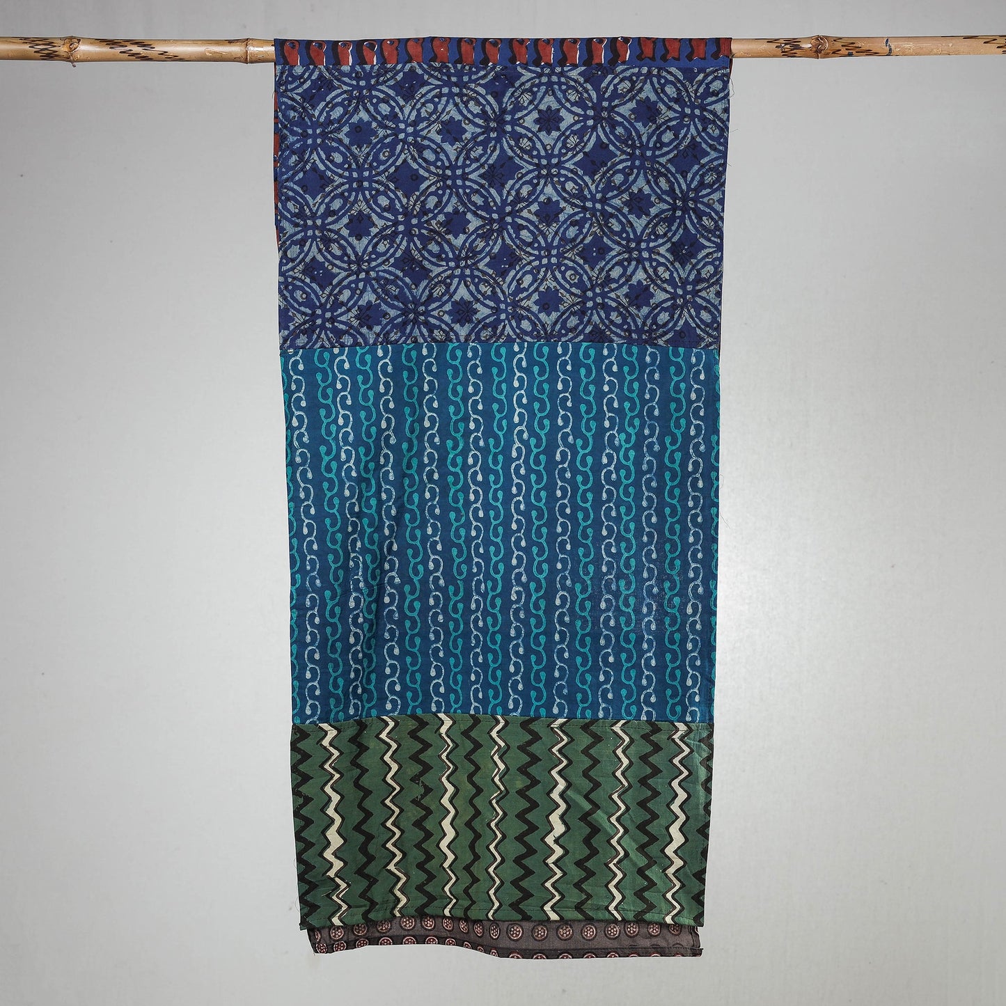 Akola Block Printed Patchwork Cotton Stole