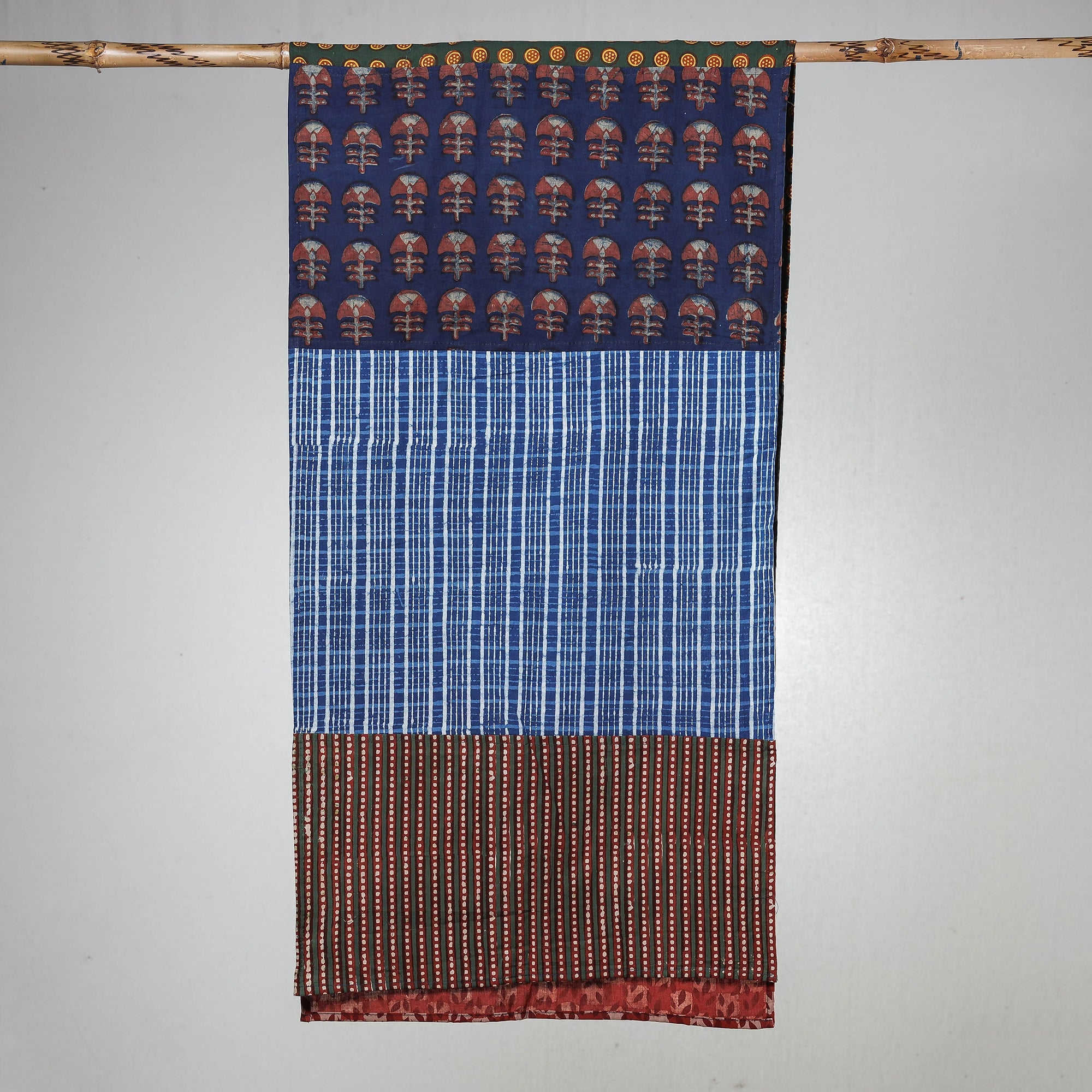 Akola Block Printed Patchwork Cotton Stole