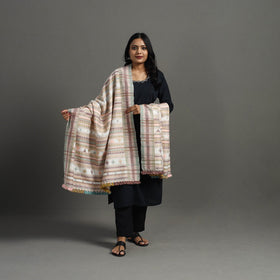 Multicolor Allover Kutch Hand Embroidery Woollen Shawl