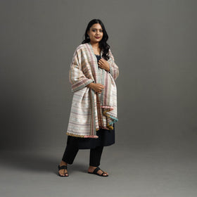 Multicolor Allover Kutch Hand Embroidery Woollen Shawl