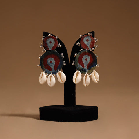Anika shell & ghungroo work fabart handmade earrings