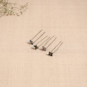 Antique silver finish oxidised brass base stone work juda