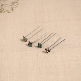 Antique silver finish oxidised brass base stone work juda