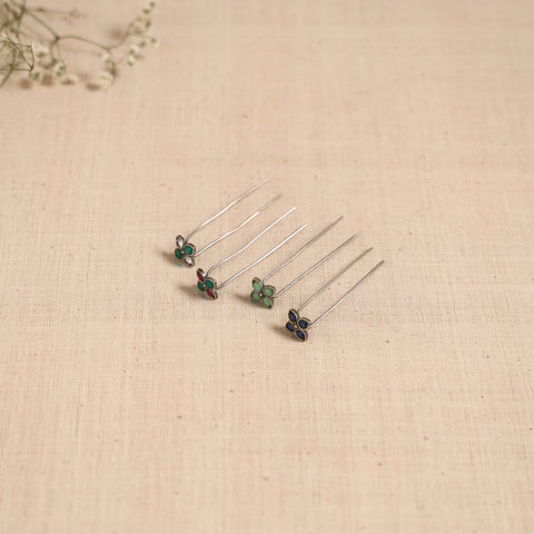 Antique silver finish oxidised brass base stone work juda