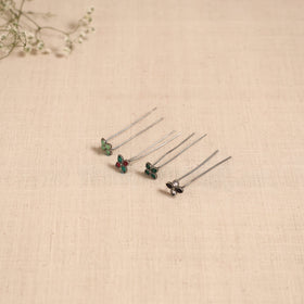 Antique silver finish oxidised brass base stone work juda