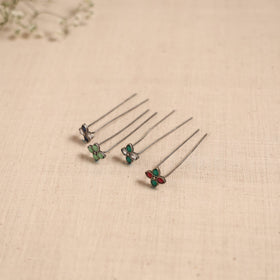 Antique silver finish oxidised brass base stone work juda