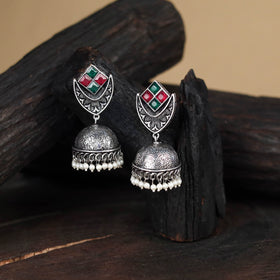 Multicolor - antique silver finish oxidised stone work