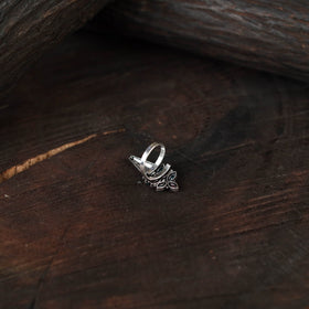 Multicolor - antique silver finish oxidised stone work ring