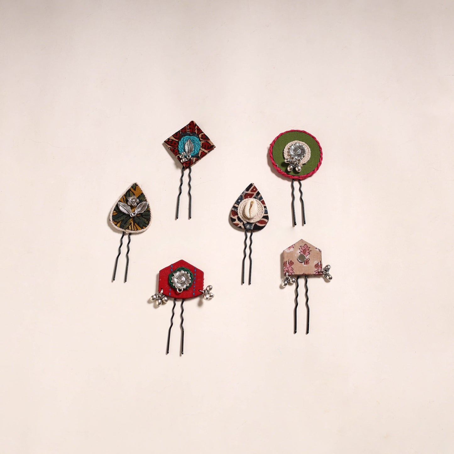 Multicolor - artisanal fabart juda pins (set of 6) 01