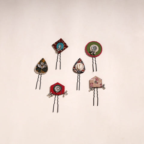 Multicolor - artisanal fabart juda pins (set of 6) 01