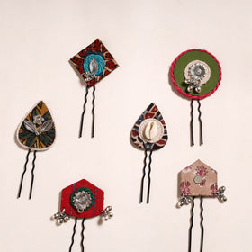 Multicolor - artisanal fabart juda pins (set of 6) 01