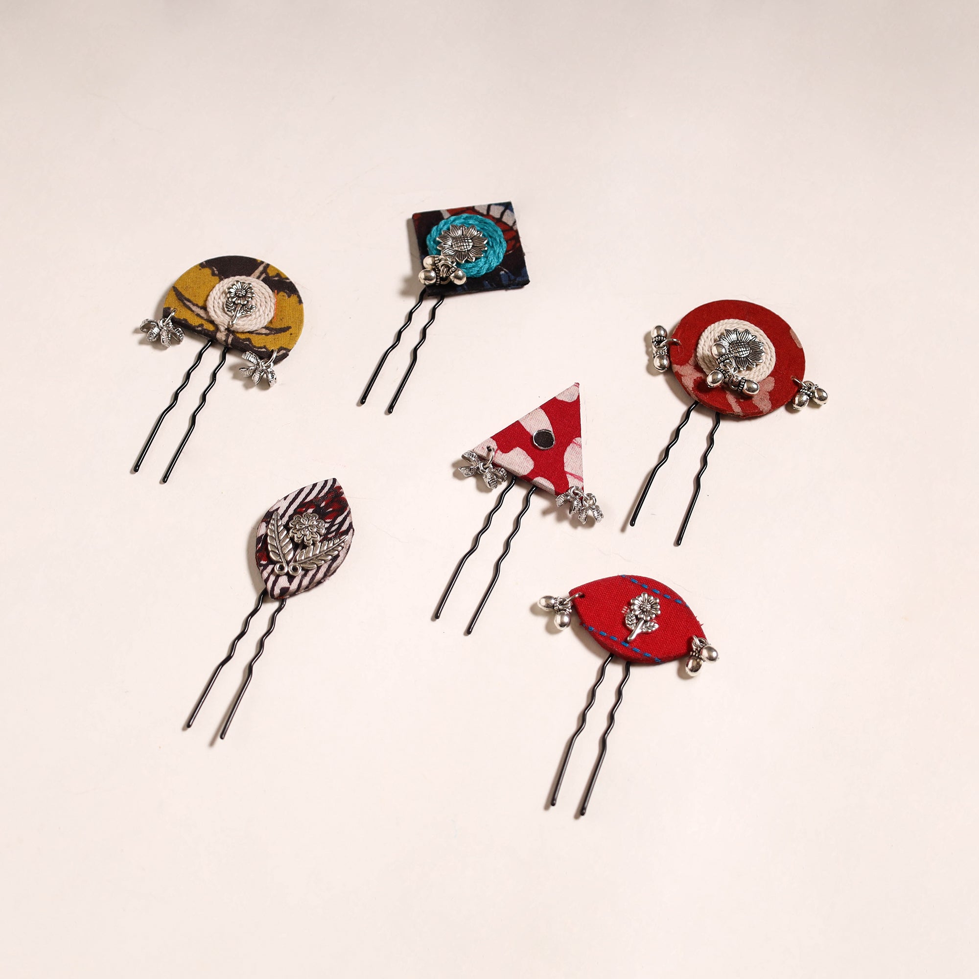 Multicolor - artisanal fabart juda pins (set of 6) 10
