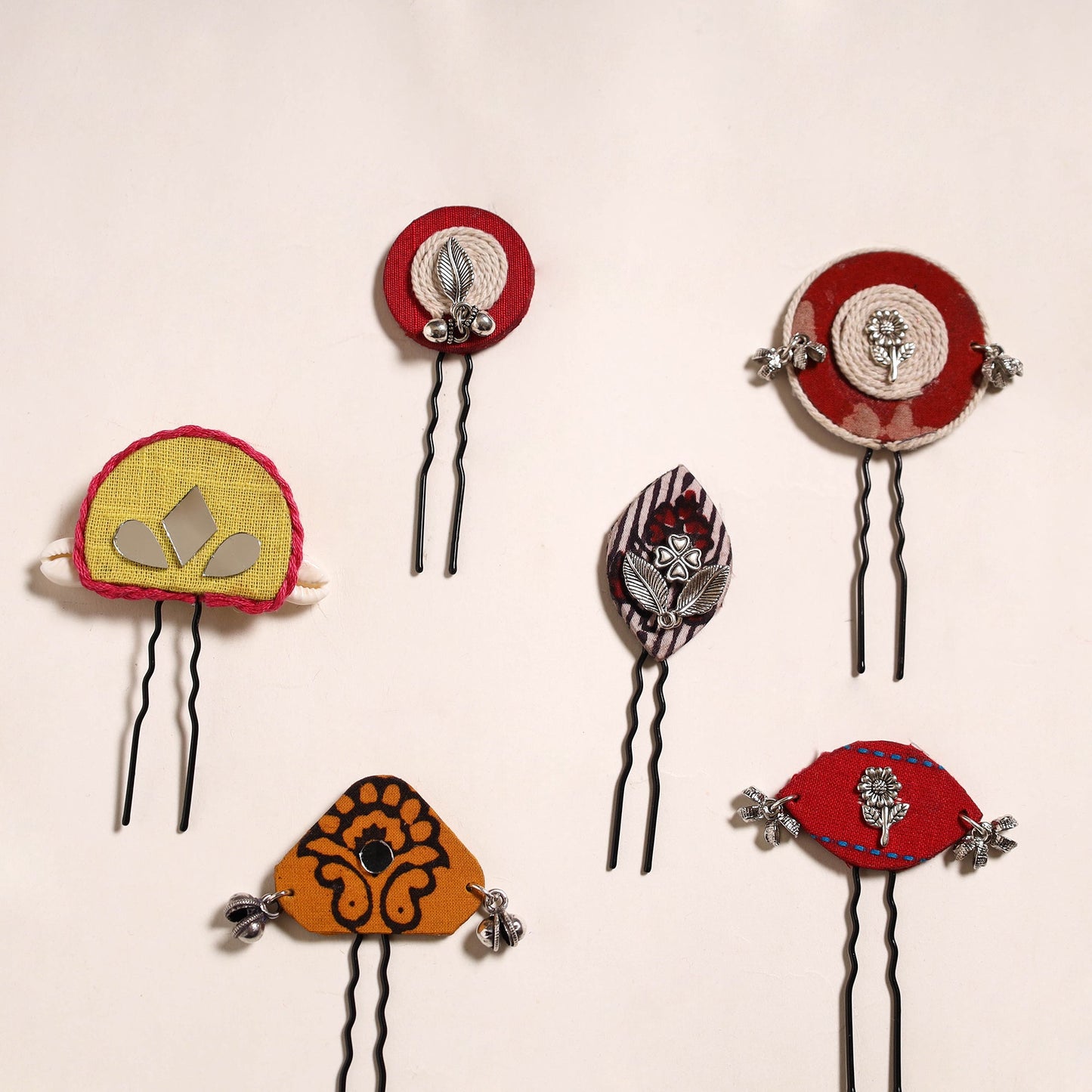 Multicolor - artisanal fabart juda pins (set of 6) 11