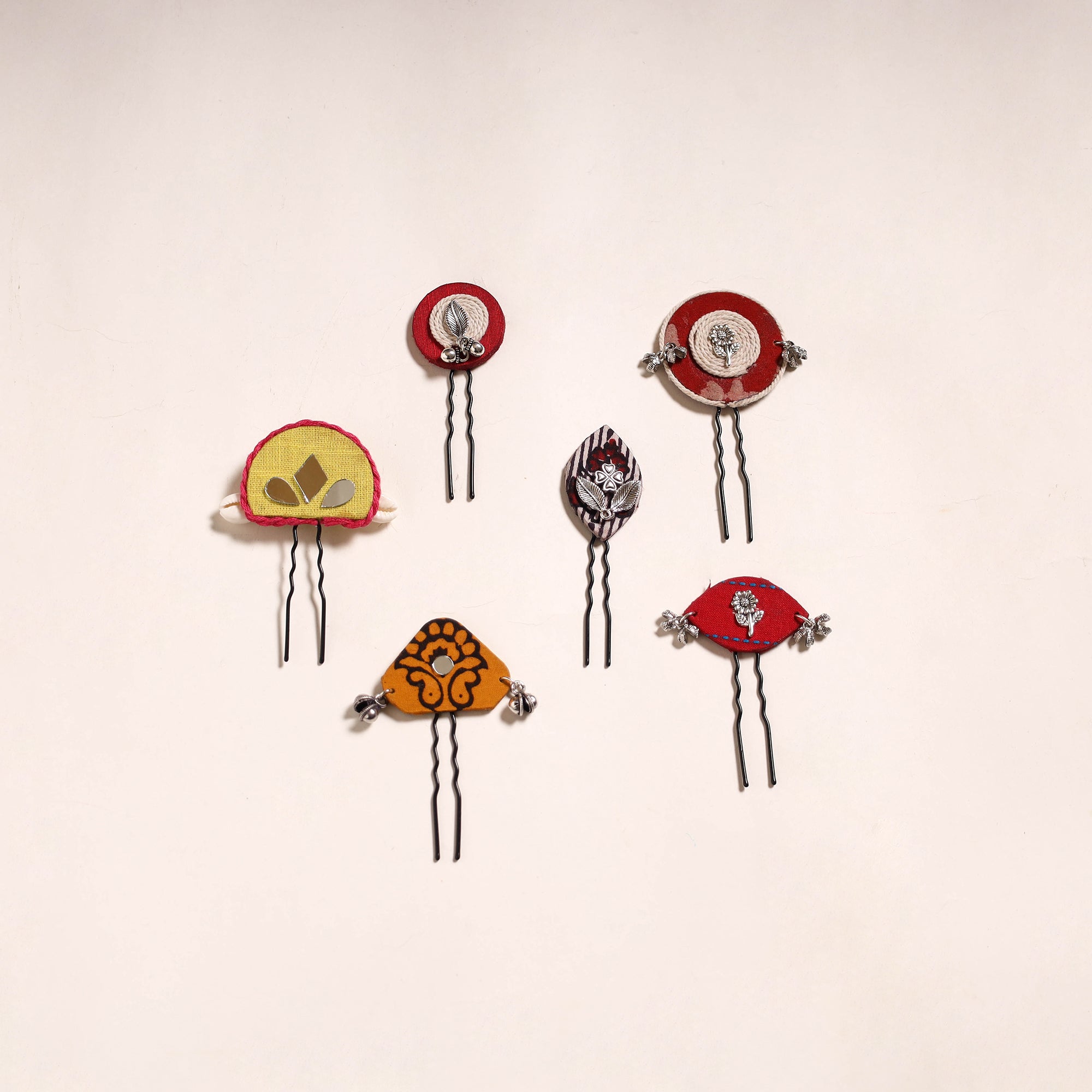 Multicolor - artisanal fabart juda pins (set of 6) 11