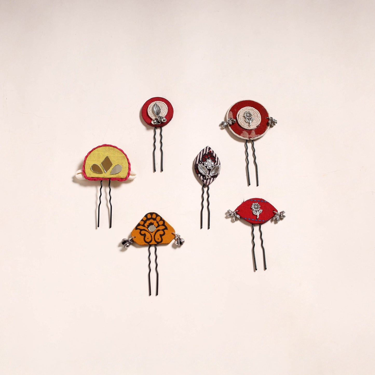 Multicolor - artisanal fabart juda pins (set of 6) 11