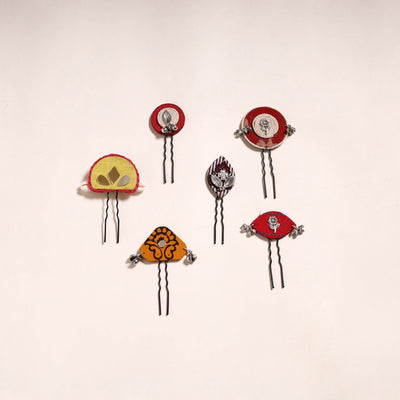 Multicolor - artisanal fabart juda pins (set of 6) 11