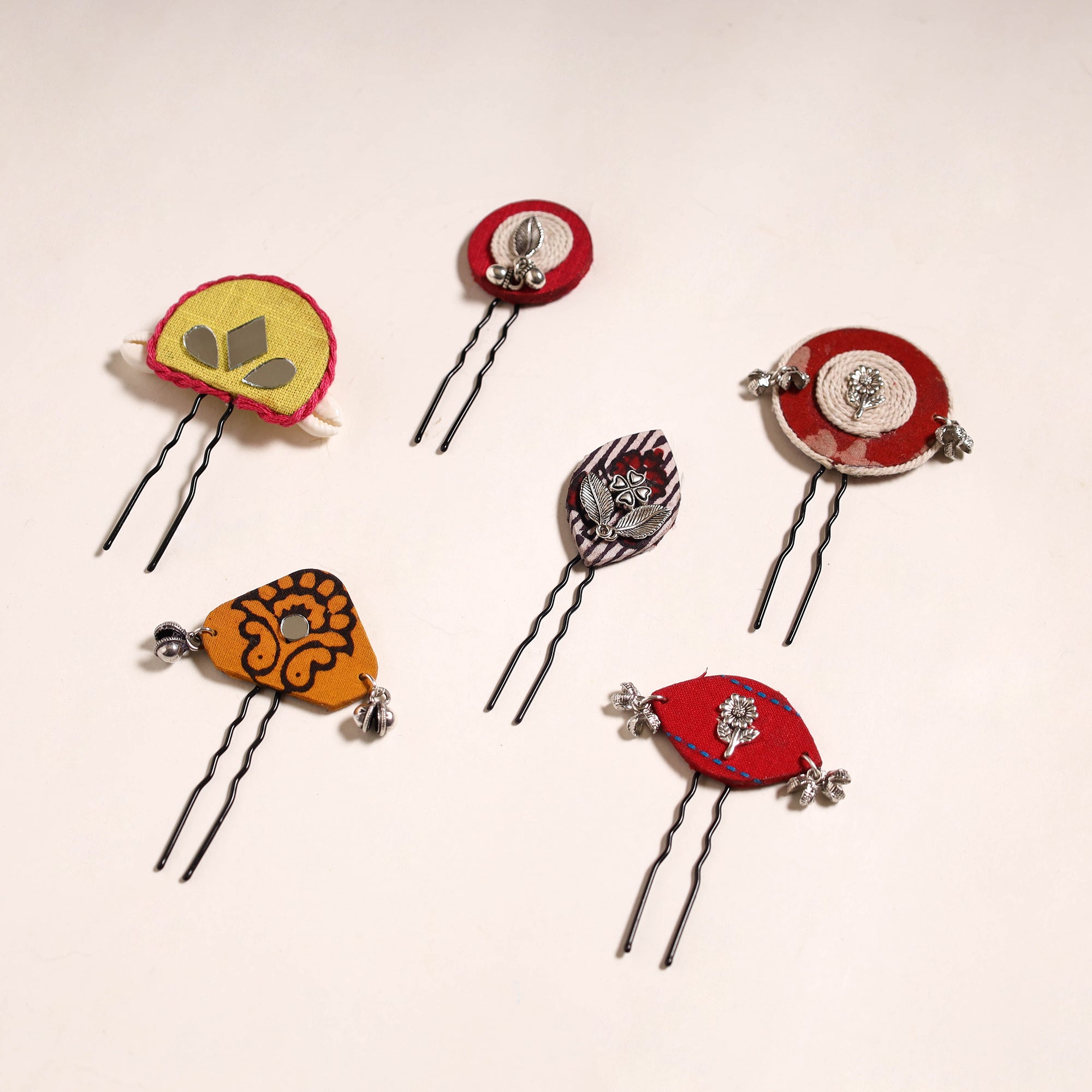 Multicolor - artisanal fabart juda pins (set of 6) 11