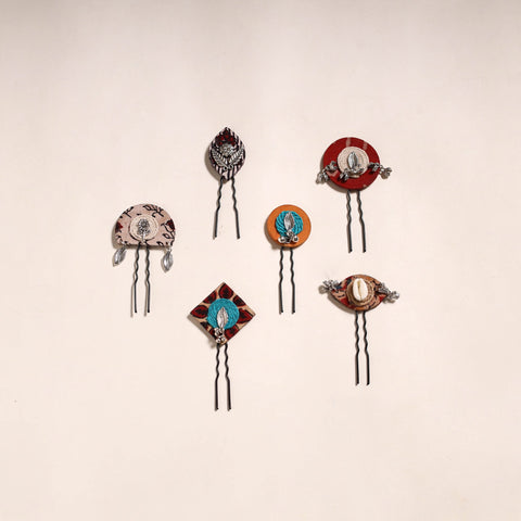 Multicolor - artisanal fabart juda pins (set of 6) 12