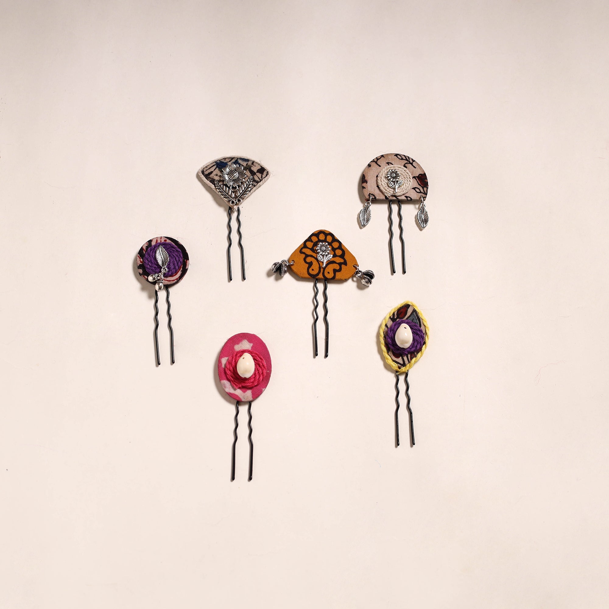 Multicolor - artisanal fabart juda pins (set of 6) 15