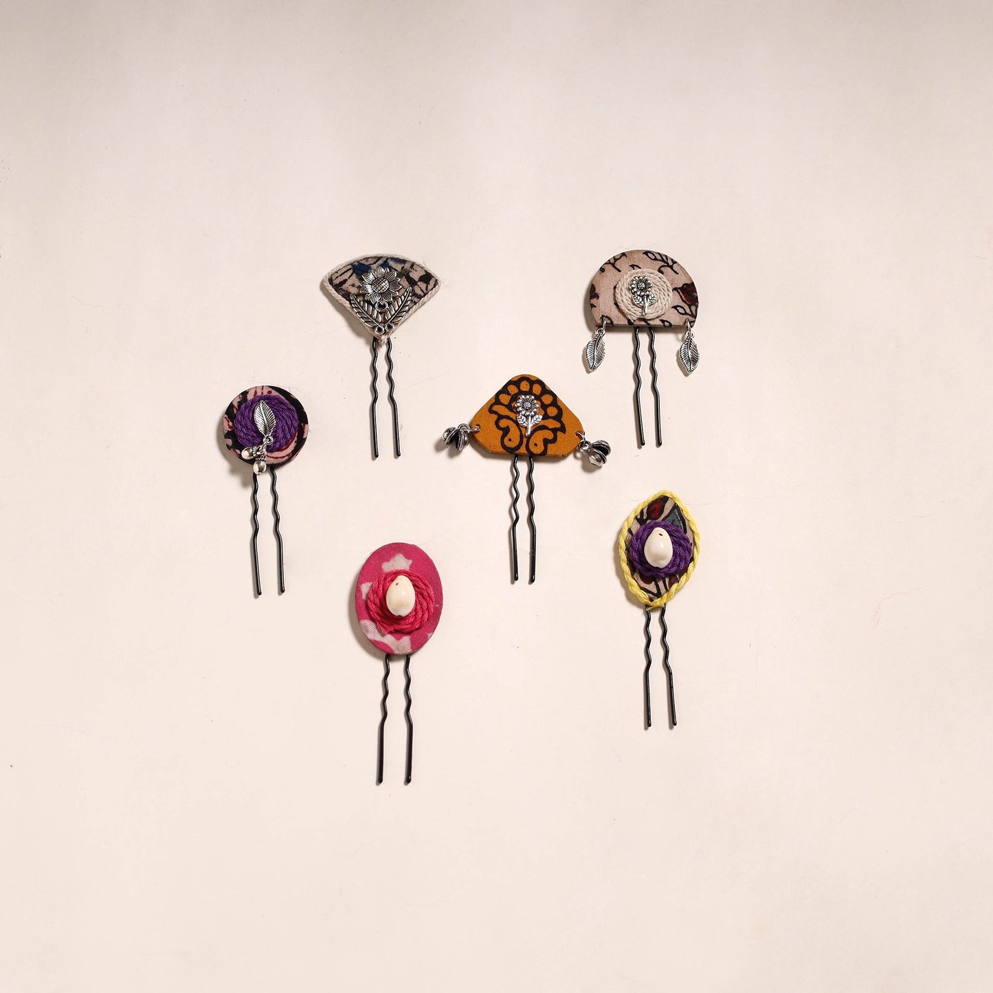 Multicolor - artisanal fabart juda pins (set of 6) 15